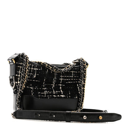 Chanel Tweed Calfskin Small Gabrielle Hobo Black White 3 of 12