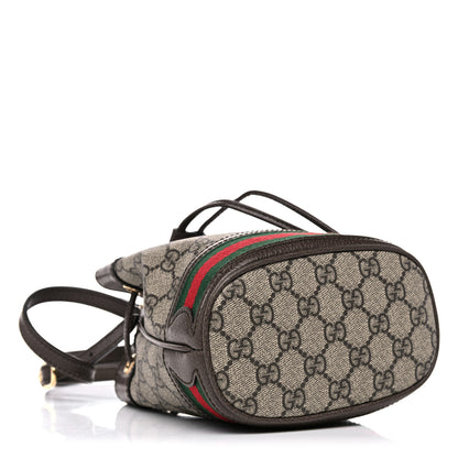 Gucci GG Supreme Monogram Web Mini Ophidia Bucket Bag Brown 4 of 10