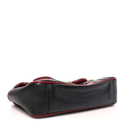 Gucci Vintage Effect Calfskin Matelasse Diagonal Small Torchon GG Marmont Shoulder Bag Black Romantic Cherry 4 of 10