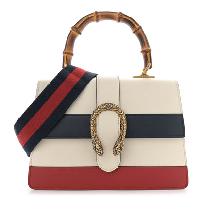 Gucci Calfskin Bamboo Web Medium Dionysus Top Handle Bag White Blue Hibiscus Red 1 of 20