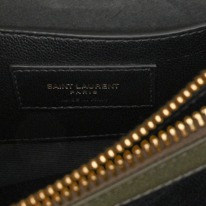 Saint Laurent Sheepskin Matelasse Chevron Monogram Medium College Bag Military Olive 6 of 9