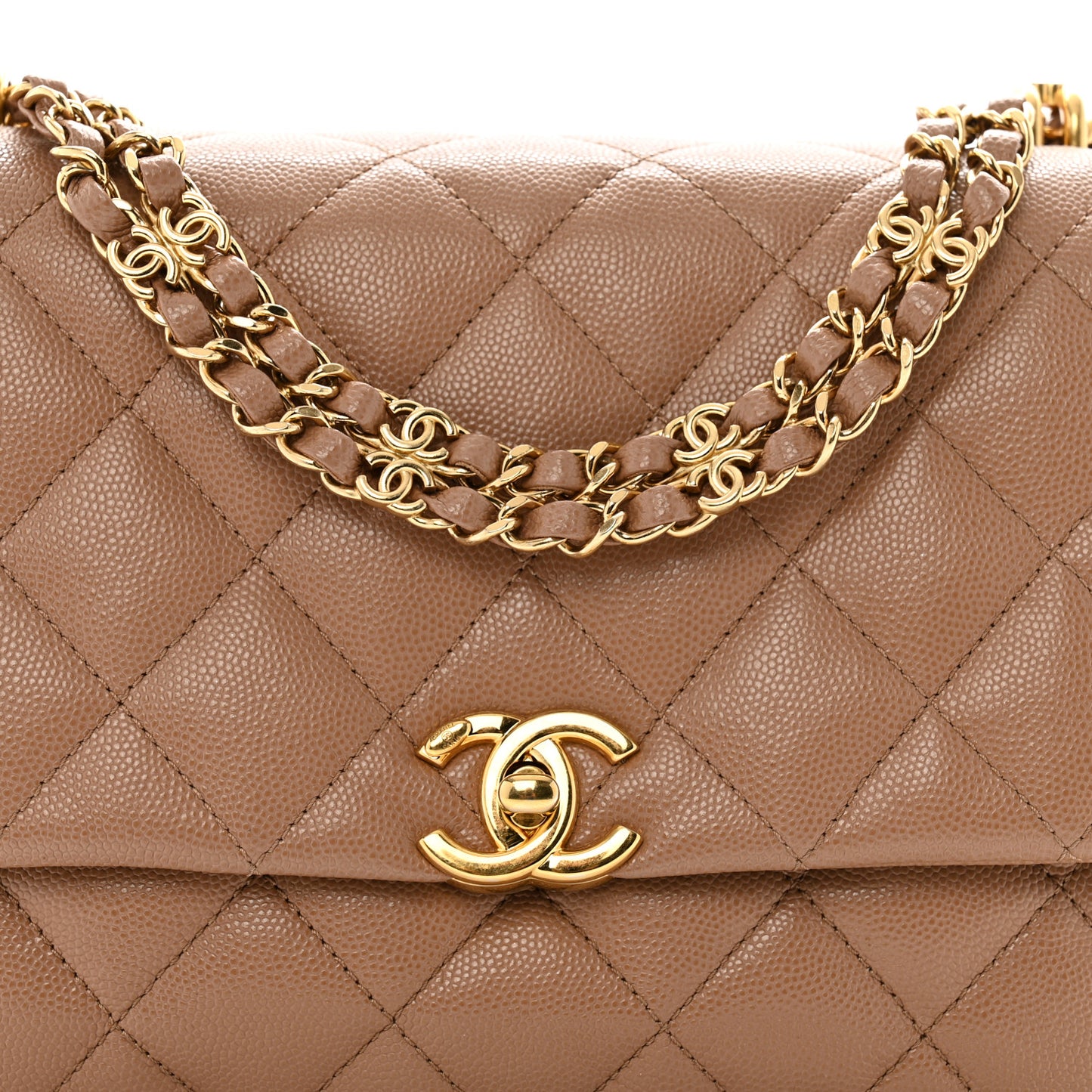 Caviar Quilted Coco First Flap Beige