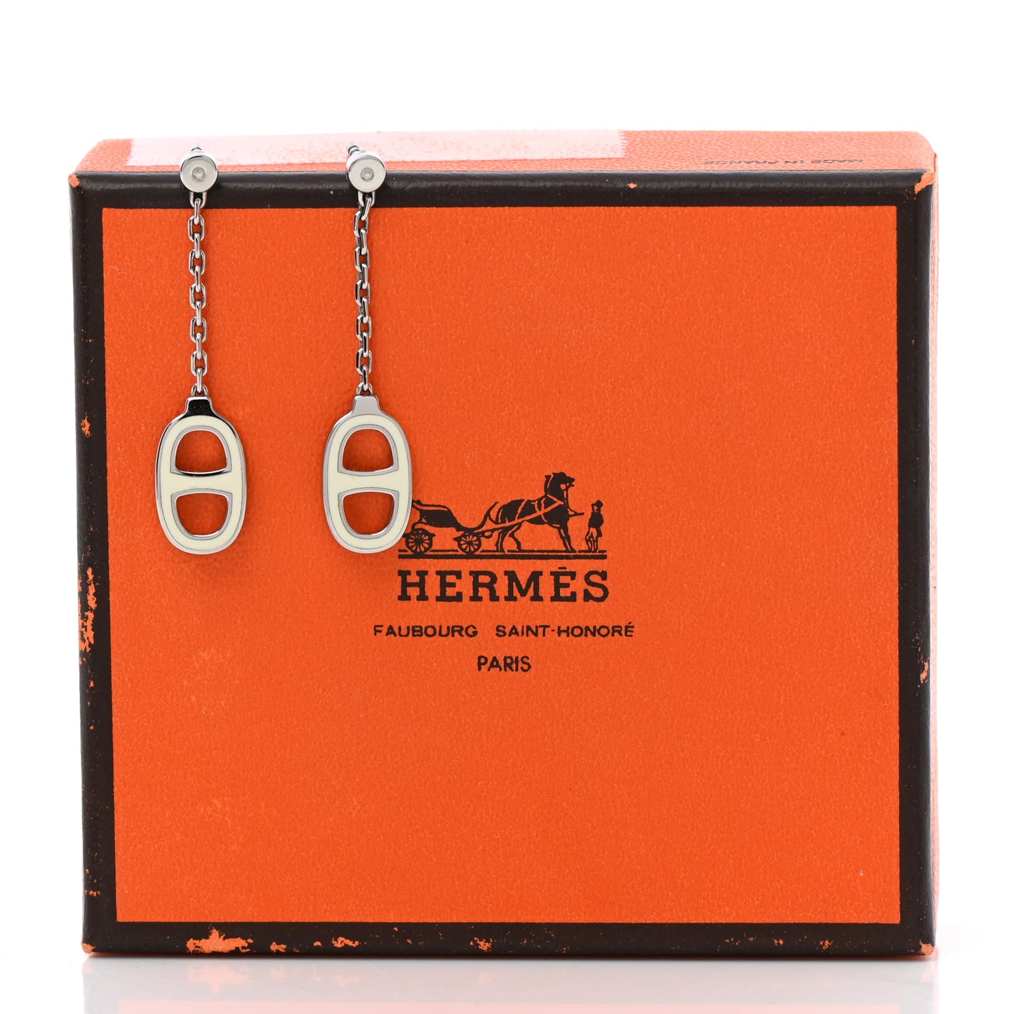 Palladium Lacquered Farandole Drop Earrings Ecru