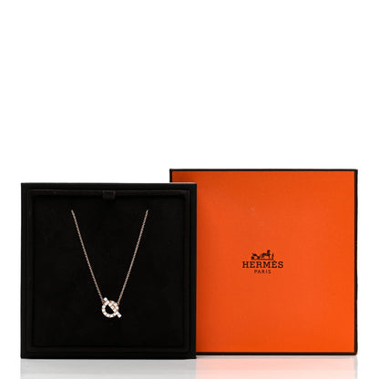Hermes 18K Rose Gold Diamond Finesse Pendant Necklace 5 of 5