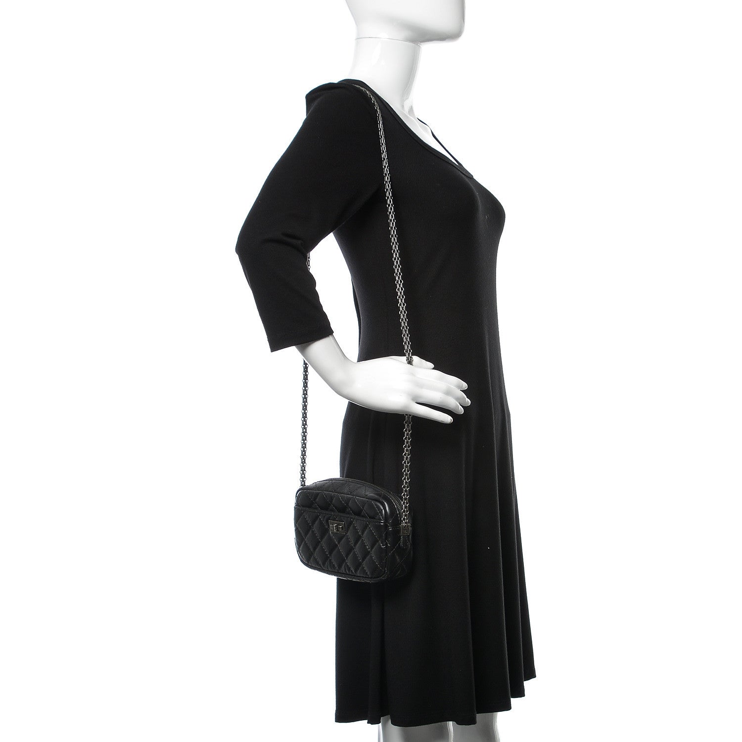 Chanel Aged Calfskin Quilted Mini Reissue Camera Case Black 3 of 11