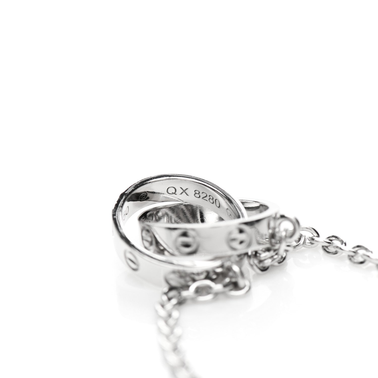 Cartier 18K White Gold Interlocking LOVE Necklace 6 of 6