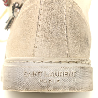 Saint Laurent Distressed Canvas Smoking Forever High Top Sneakers 35.5 Milk Panna 9 of 9