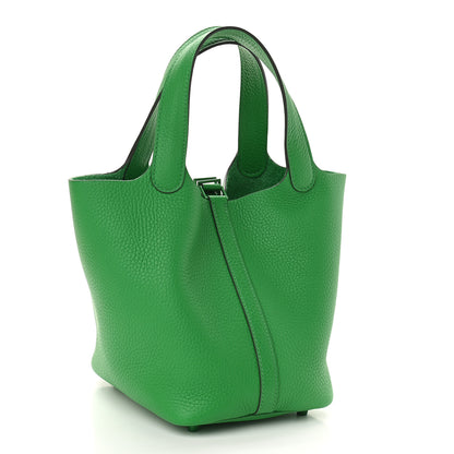 Hermes Taurillon Clemence Monochrome Picotin Lock 18 PM Bambou 2 of 9