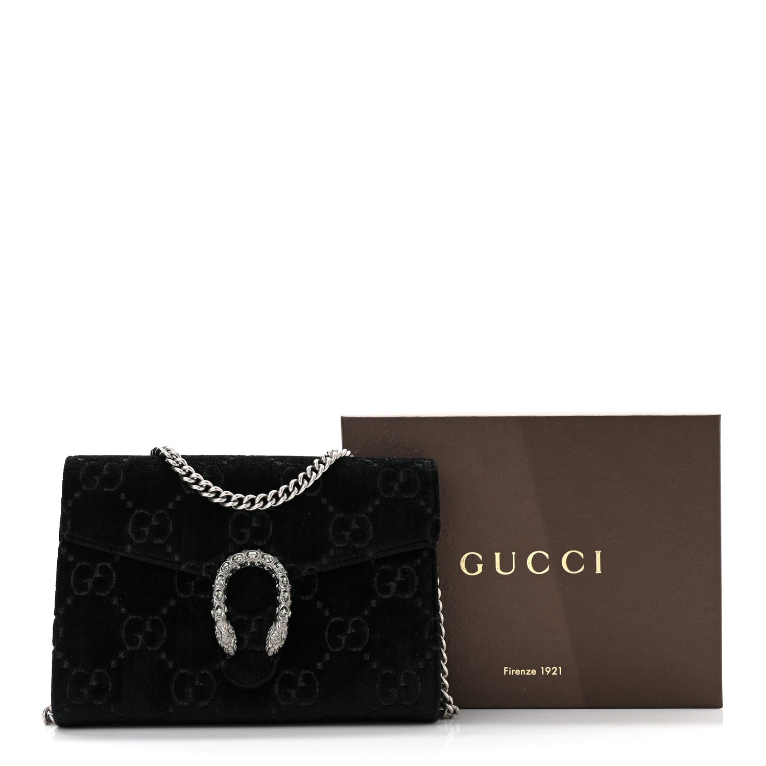 Gucci Velvet GG Monogram Mini Dionysus Chain Wallet Black 11 of 11