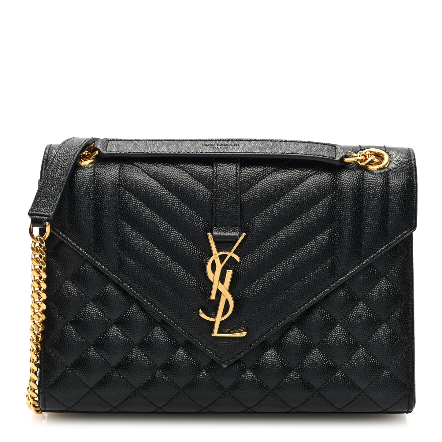Grain De Poudre Textured Mixed Matelasse Triquilt Medium Monogram Satchel Black
