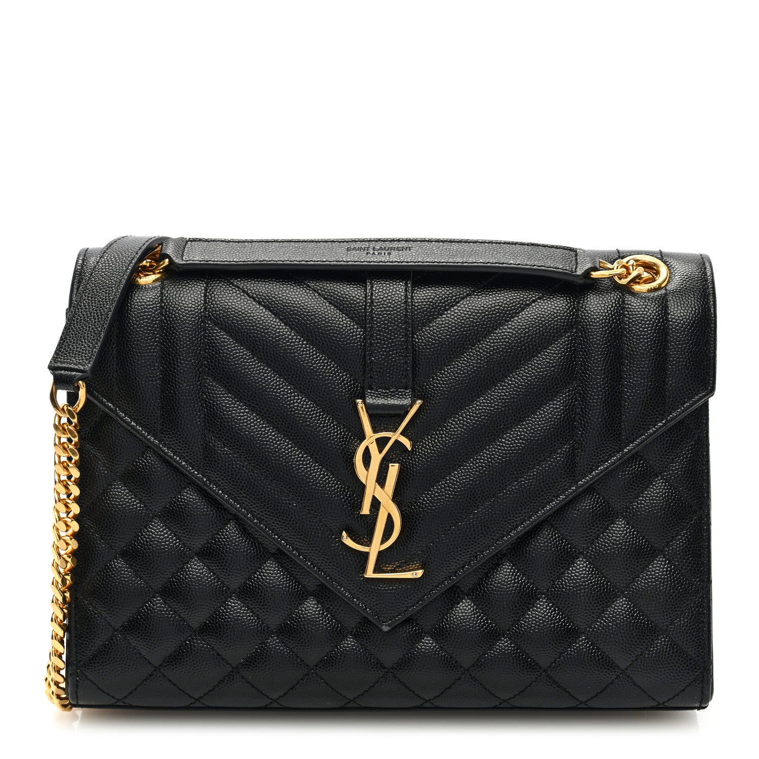 Saint Laurent Grain De Poudre Textured Mixed Matelasse Triquilt Medium Monogram Satchel Black 1 of 10