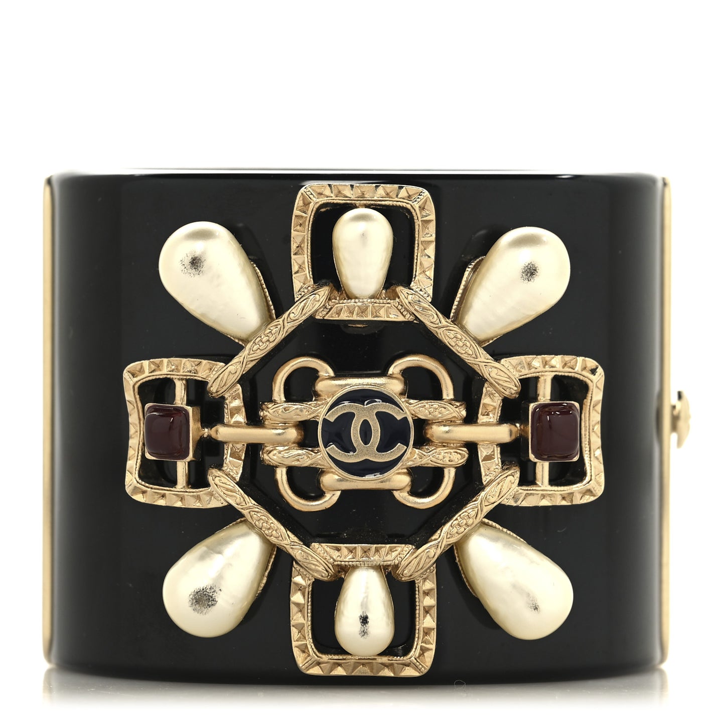 Resin Gripoix Pearl CC Wide Cuff Black