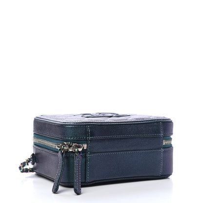 Chanel Iridescent Caviar Quilted Small CC Filigree Vanity Case Dark Turquoise 3 of 4