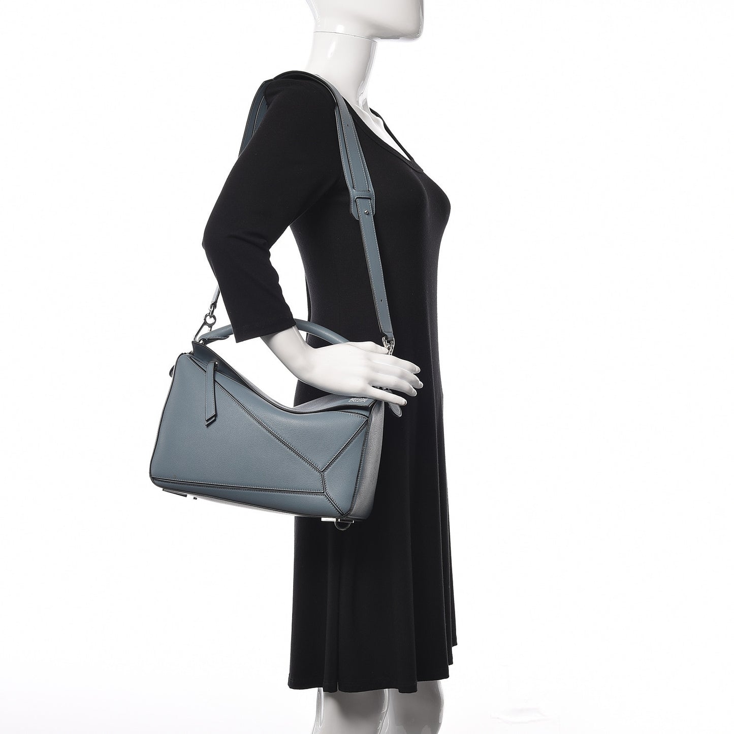 Calfskin Medium Puzzle Bag Stone Blue
