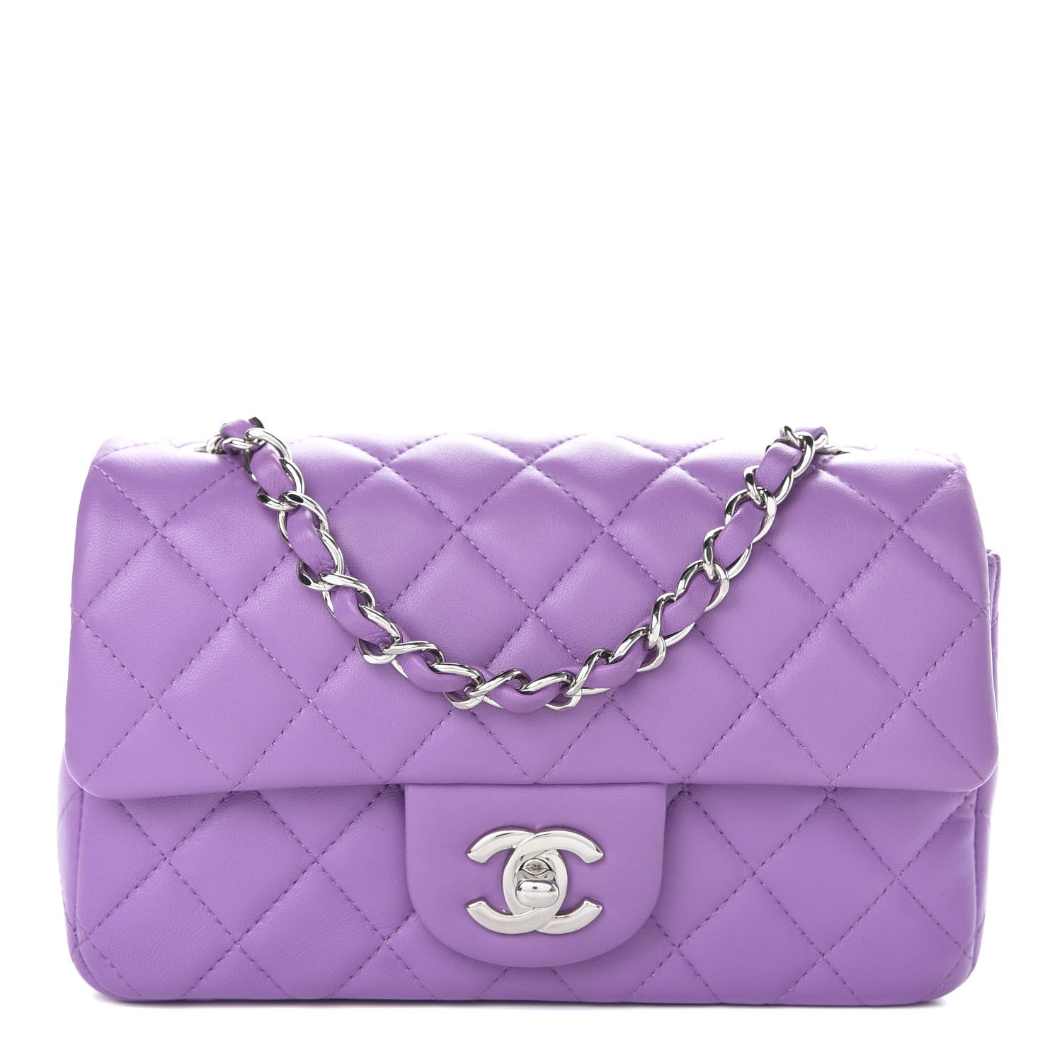 Chanel Lambskin Quilted Mini Rectangular Flap Purple 1 of 11