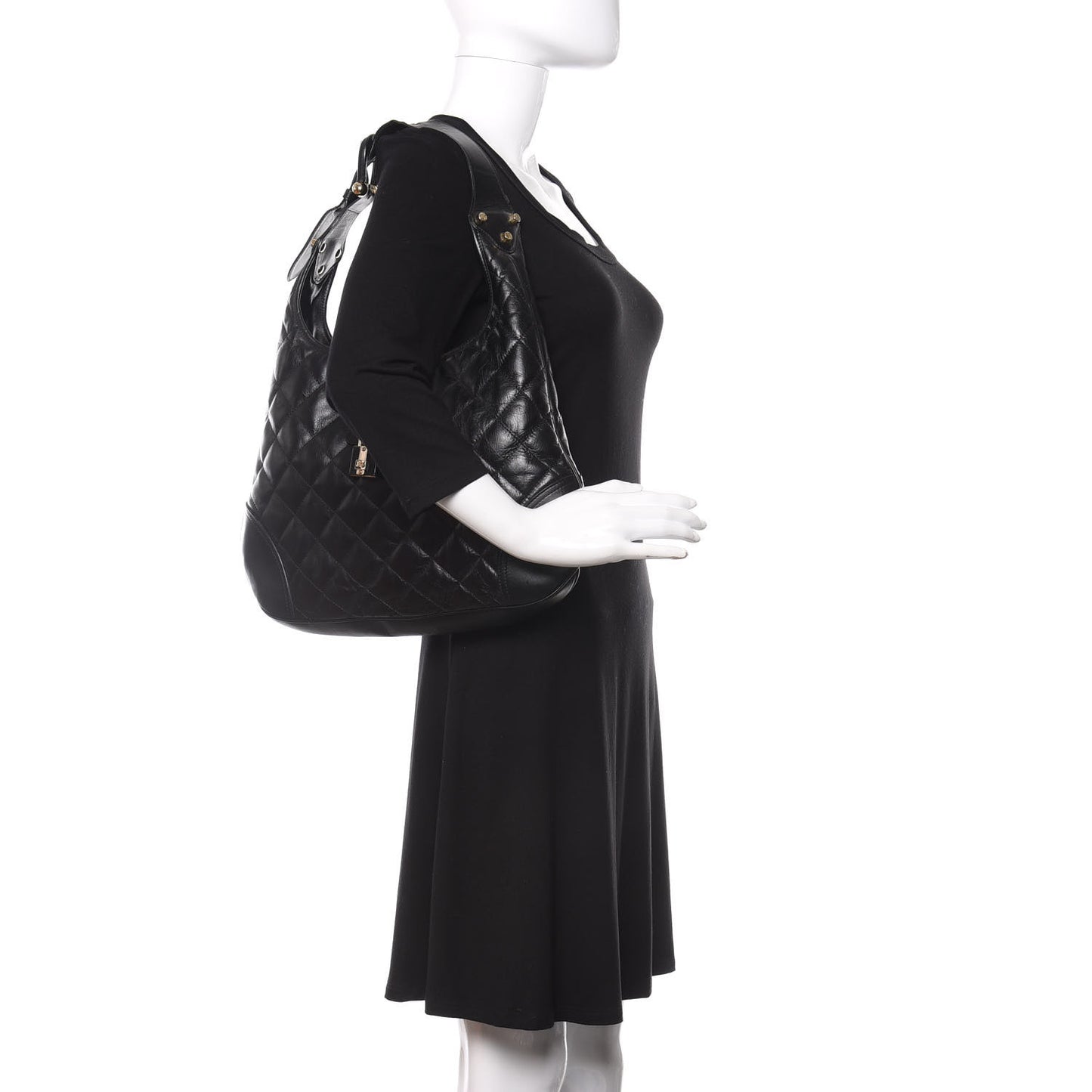 Calfskin Quilted Brook Hobo Black