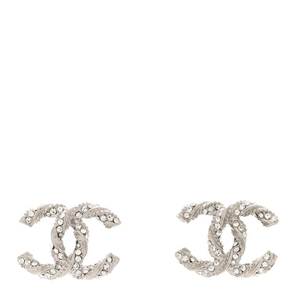 Chanel Crystal Twisted CC Earrings Silver 1 of 5