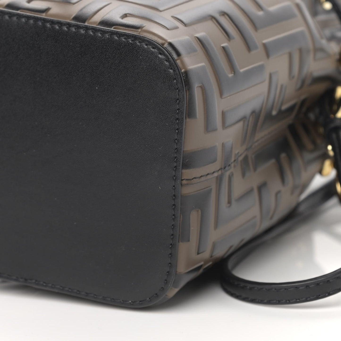 Vitello Liberty F is Fendi Bi-Color FF 1974 Embossed Mini Mon Tresor Bucket Bag Maya Black