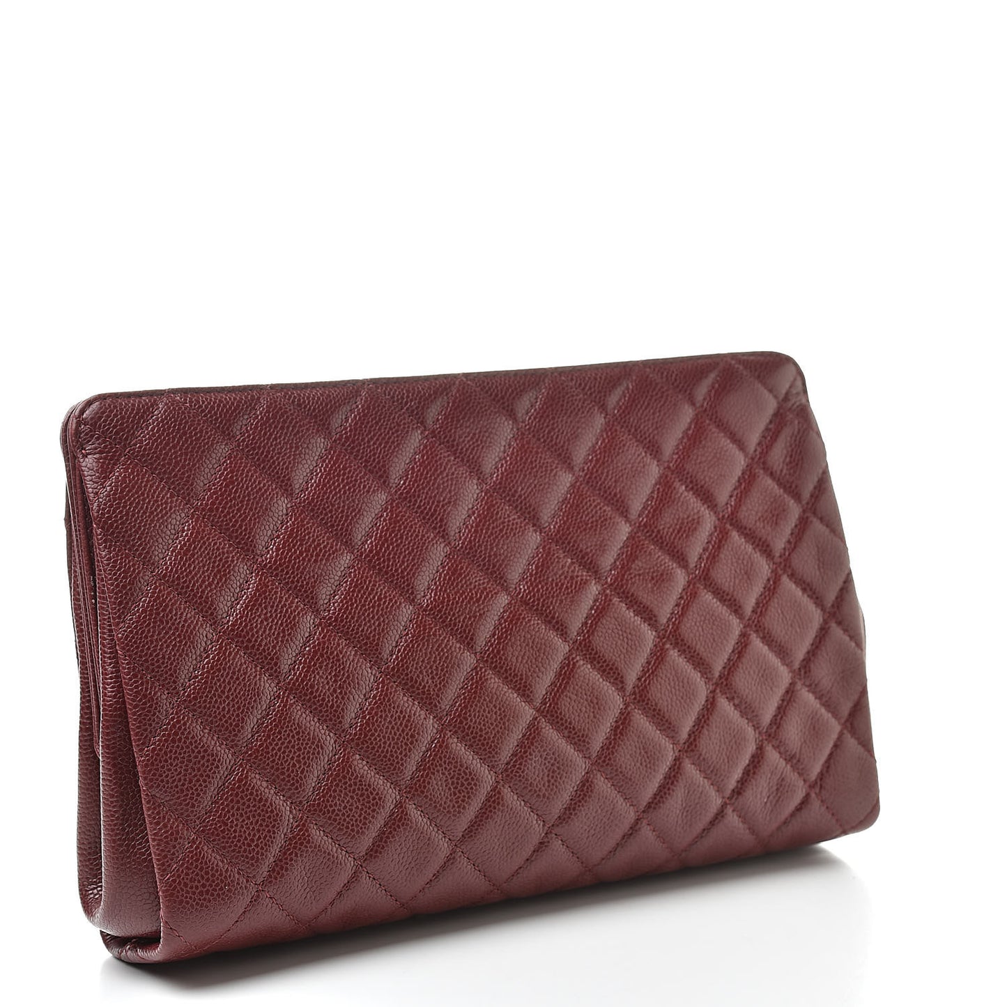 Caviar Quilted CC Large Clutch Dark Red