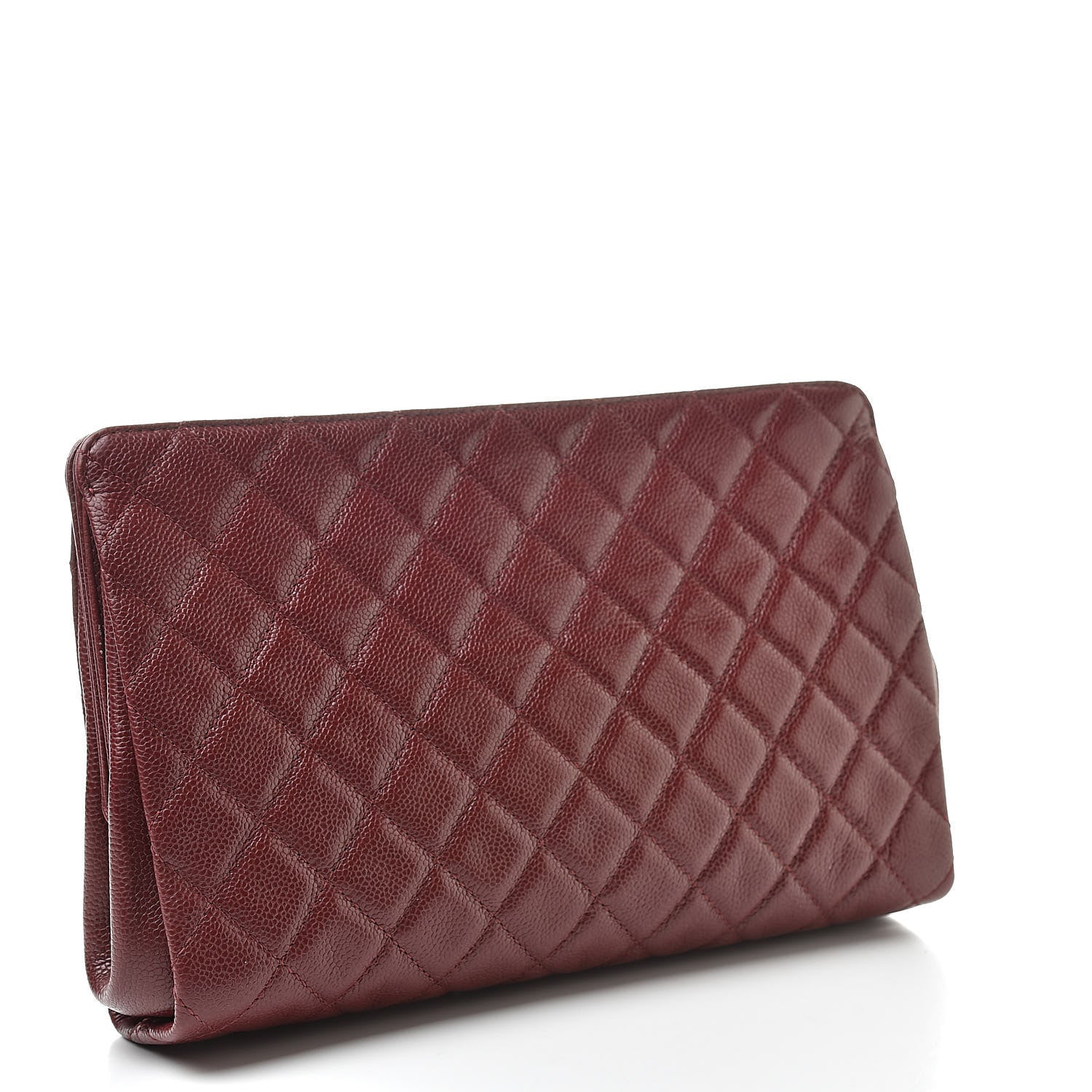 Chanel Caviar Quilted CC Large Clutch Dark Red 3 of 13
