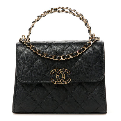 Chanel Caviar Quilted Double Chain Top Handle Flap With Chain Black 1 of 11