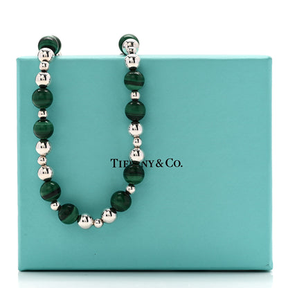 Tiffany Sterling Silver Malachite Bead Necklace 5 of 5