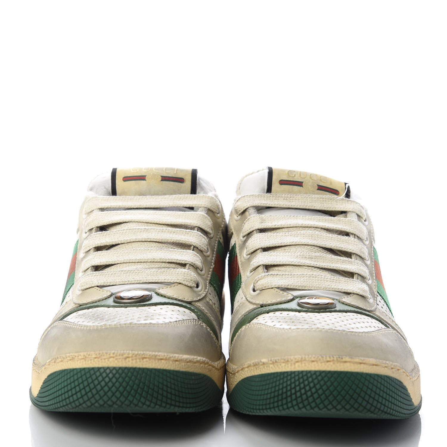 Gucci Nubuck Web Womens Screener Sneakers 39 Dusty Milk New Mystic White Vintage Green 2 of 9