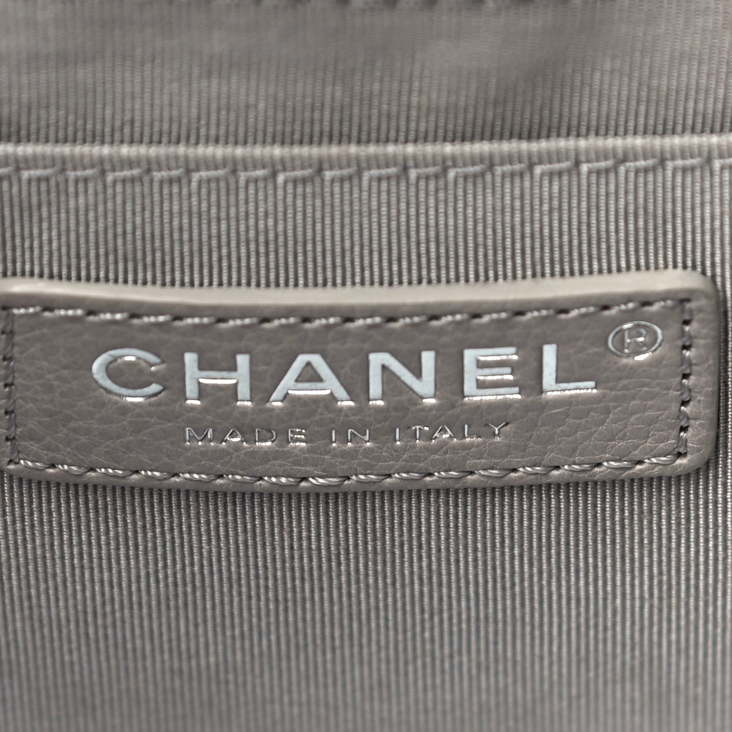 Chanel Caviar Flat Quilted CC Chain Bucket Drawstring Bag Light Grey 6 of 10