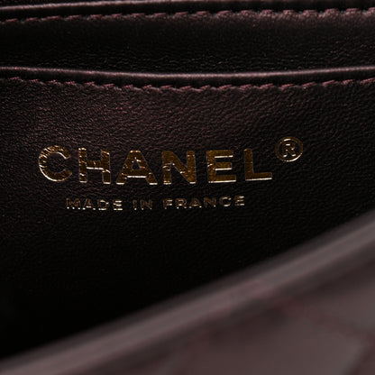 Chanel Iridescent Lambskin Quilted Mini Top Handle Rectangular Flap Burgundy 6 of 11
