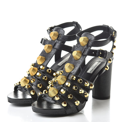 Balenciaga Agneau Lambskin Giant Gold Arena Sandals 37 Black 3 of 8