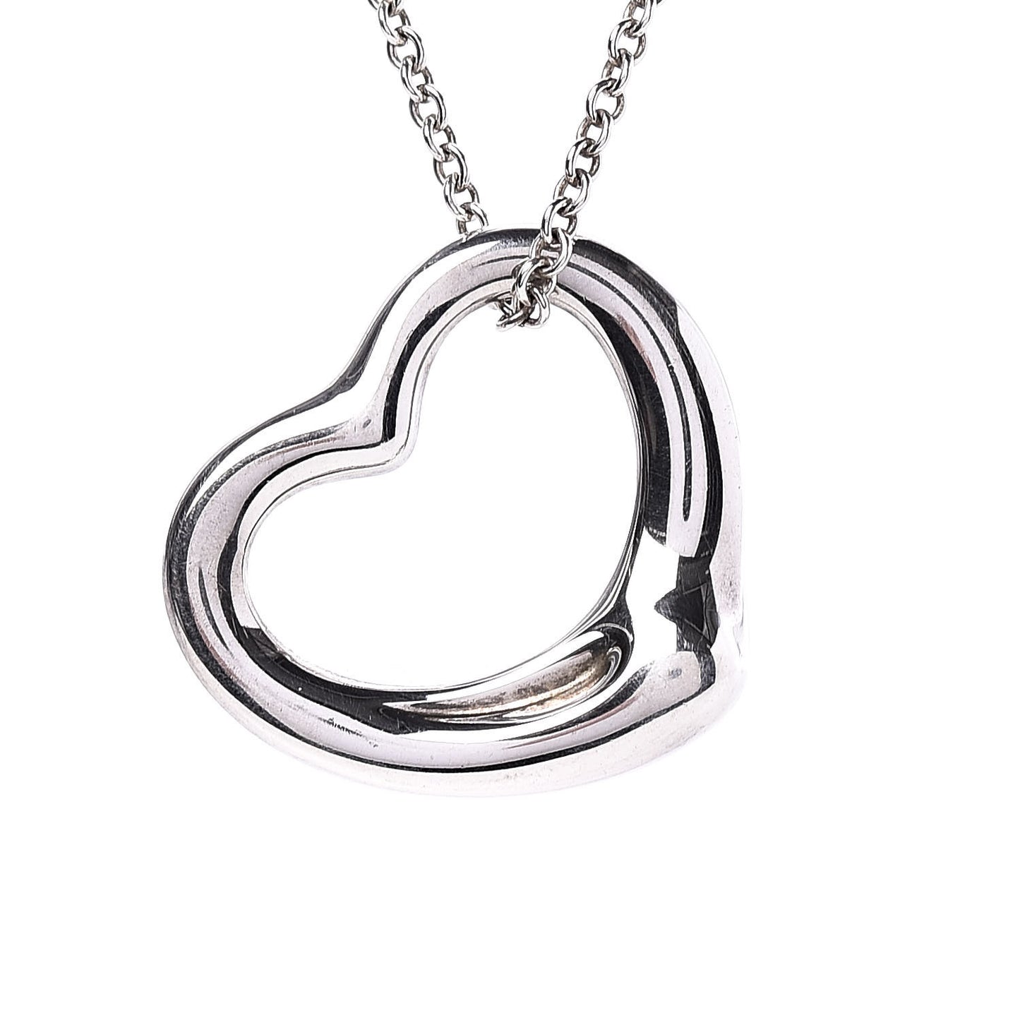 Sterling Silver 22mm Elsa Peretti Open Heart Pendant Necklace