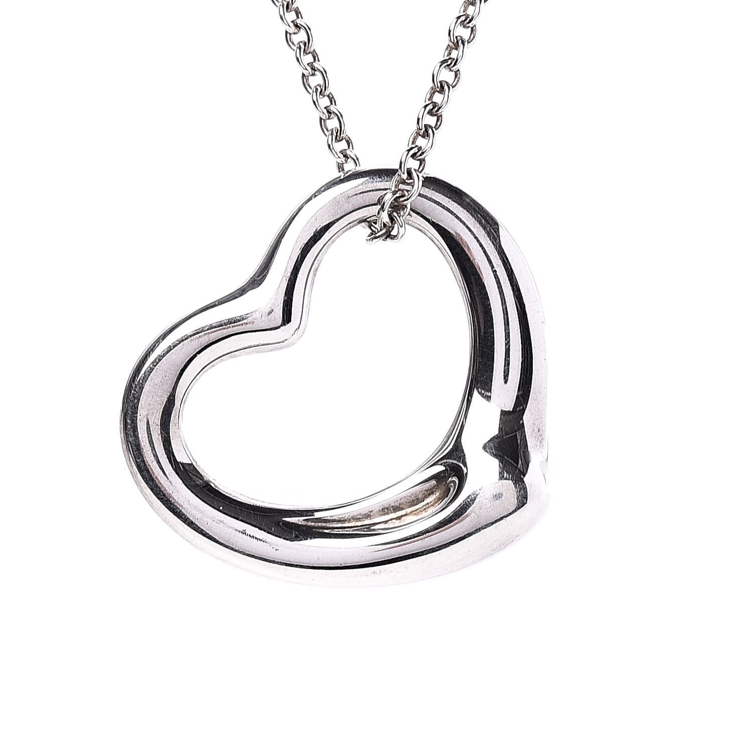 Tiffany Sterling Silver 22mm Elsa Peretti Open Heart Pendant Necklace 4 of 9