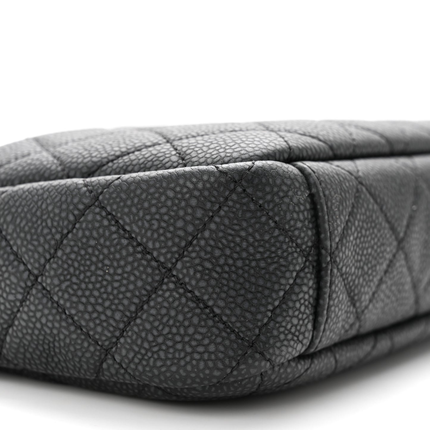 Iridescent Caviar Quilted Small Coco Tassel Camera Case Black