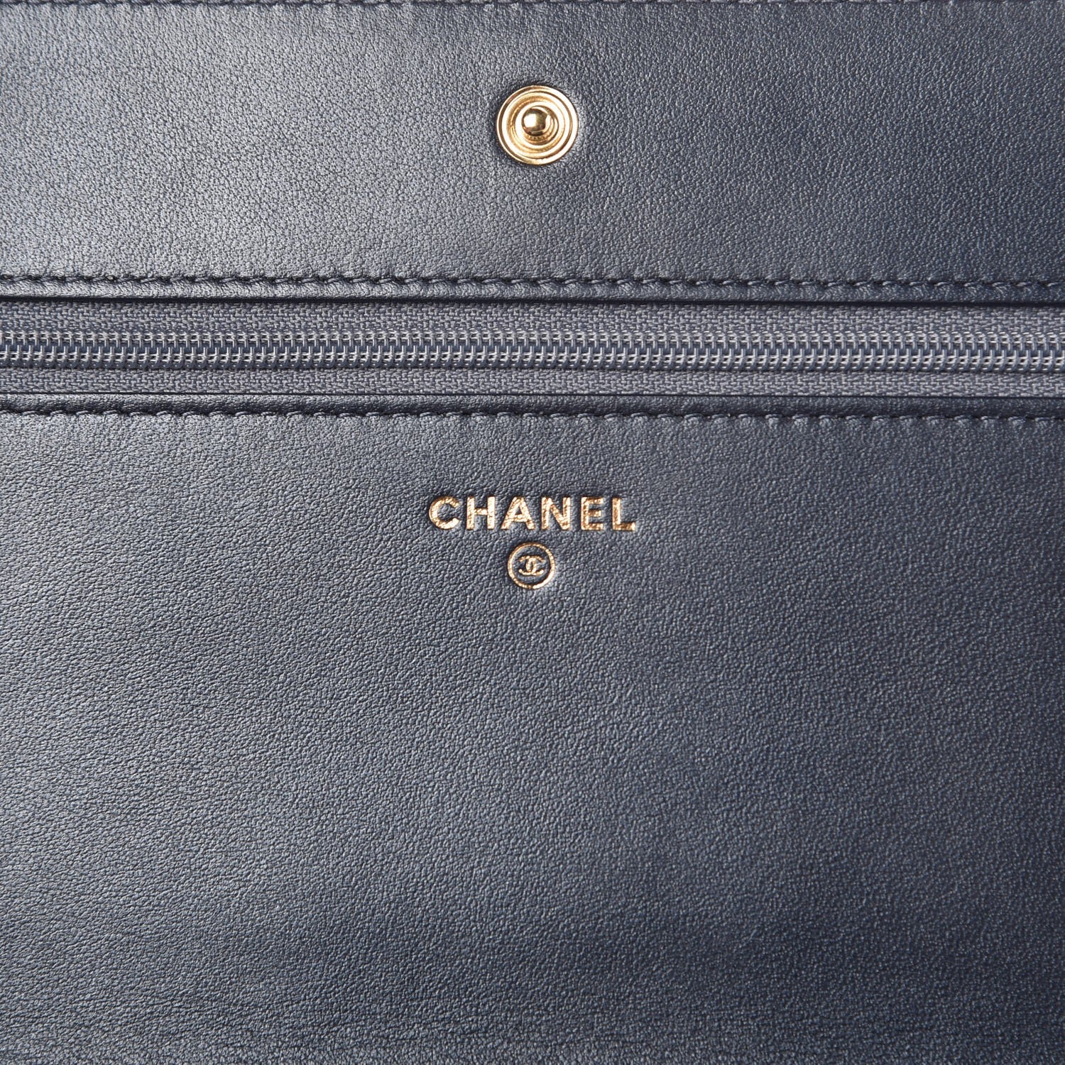 Chanel Lambskin Velvet Striped Wallet On Chain WOC Blue 6 of 9