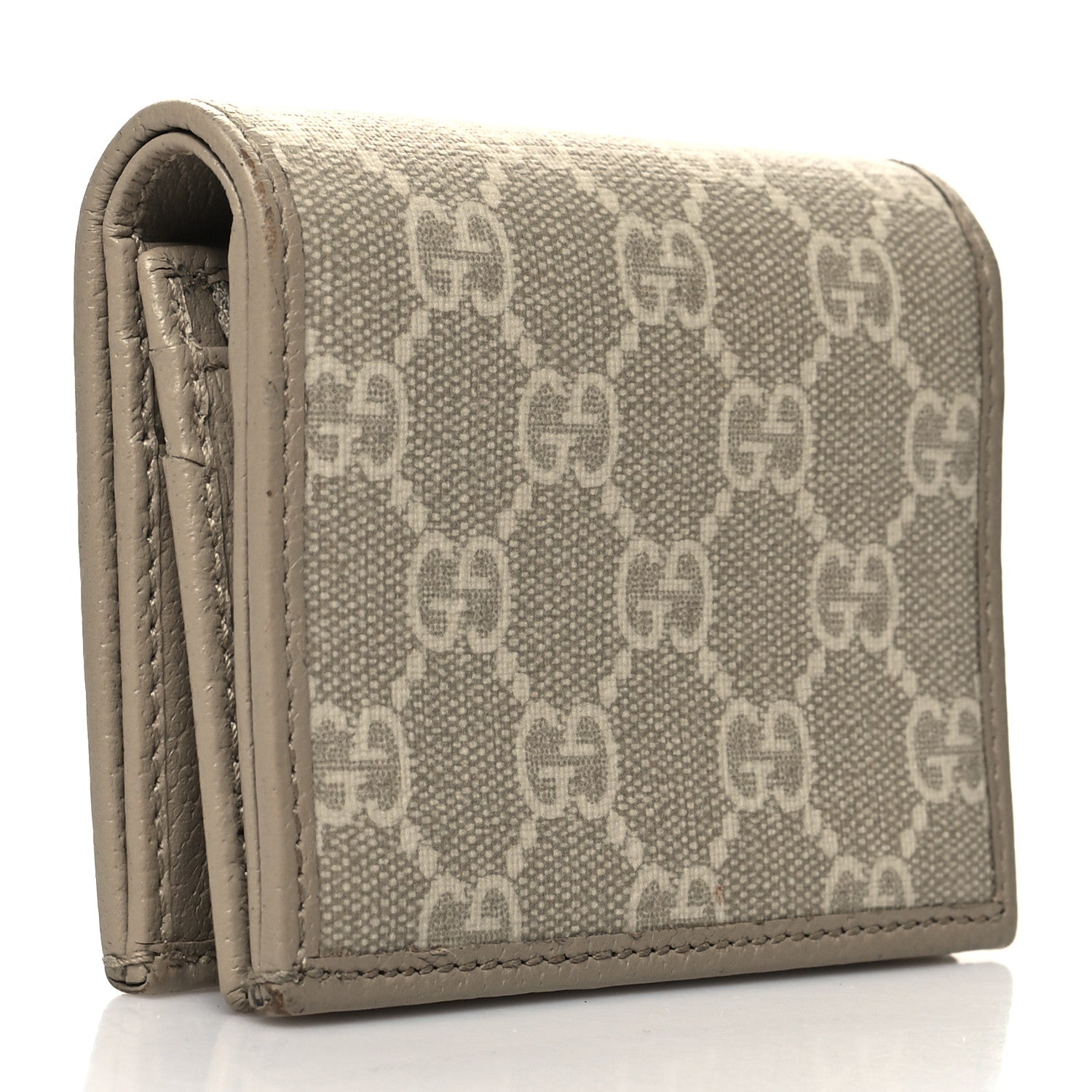 Gucci GG Supreme Monogram Textured Dollar Calfskin Horsebit 1955 Card Case Wallet Beige Mystic White Oatmeal 3 of 11