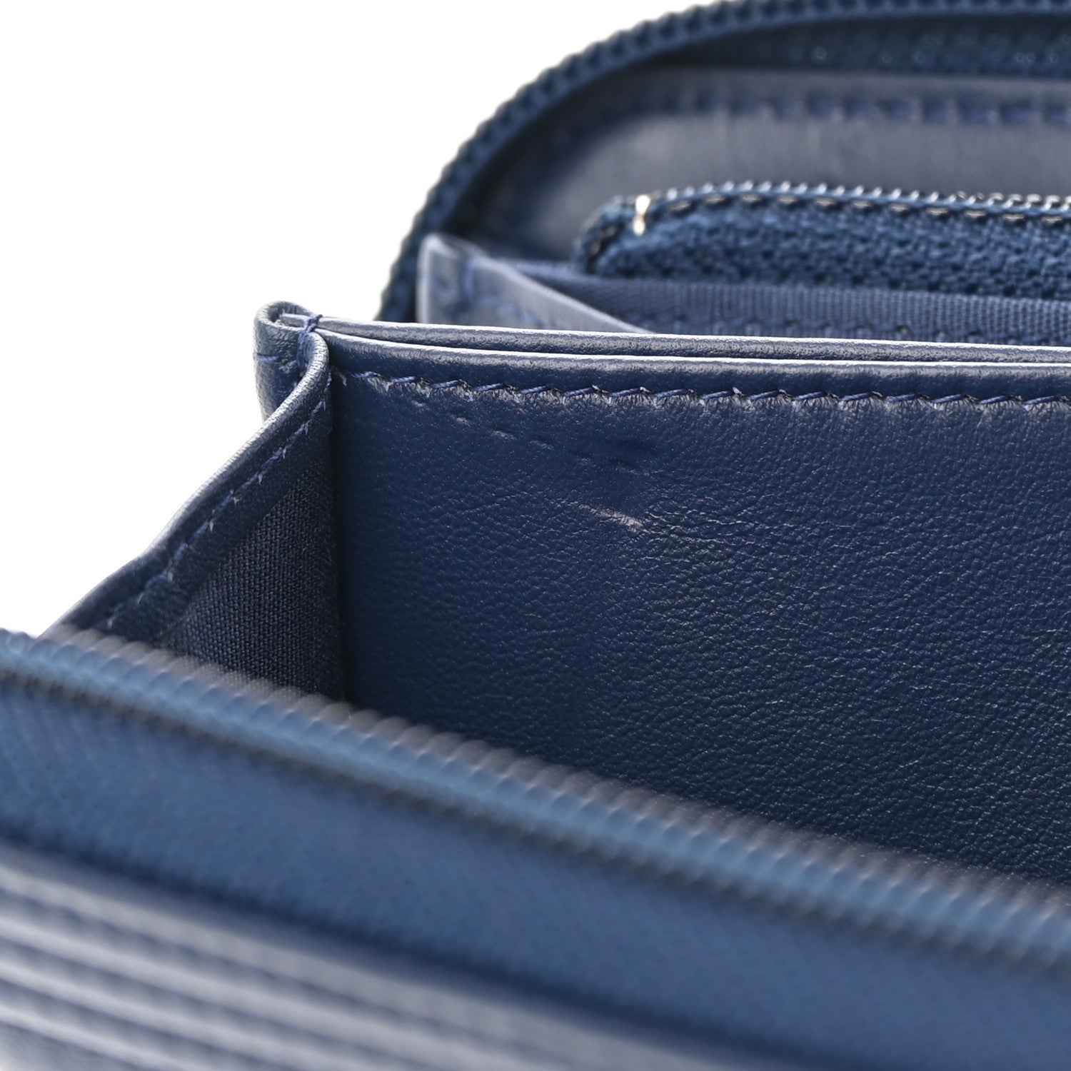 Chanel Lambskin Quilted Boy Zip Around Wallet Blue 9 of 13