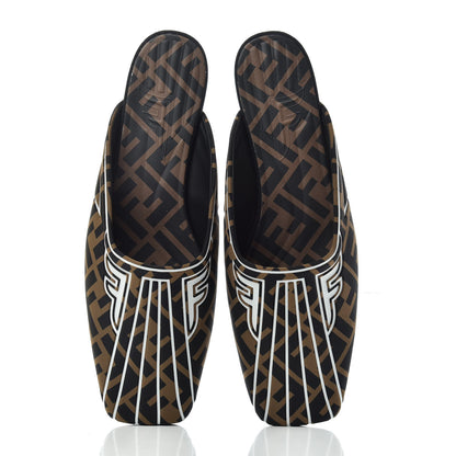Fendi Lycra Film FF FFreedom Flat Mules 38 Tobacco Moro White 5 of 10