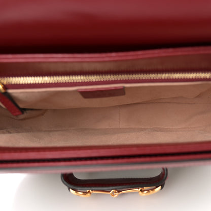 Gucci GG Supreme Monogram Azalea Calfskin Horsebit 1955 Shoulder Bag Beige Ebony New Cherry Red 5 of 10