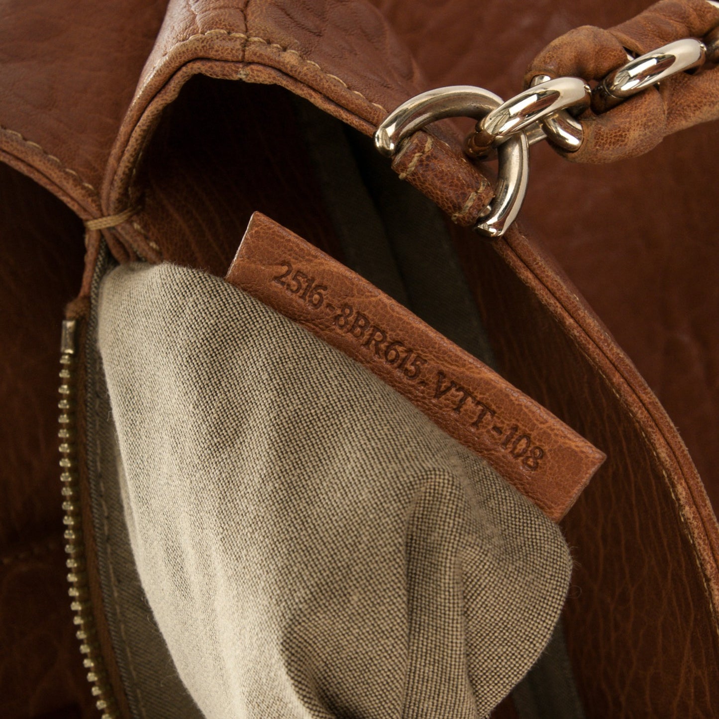 Crinkled Lambskin Small Mia Tote Camel