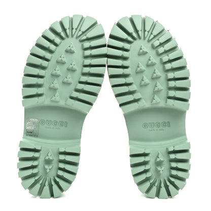 Gucci Rubber GG Monogram Perforated Elea Platform 55mm Lug Sole Sandals 36 Pacific Green 5 of 8