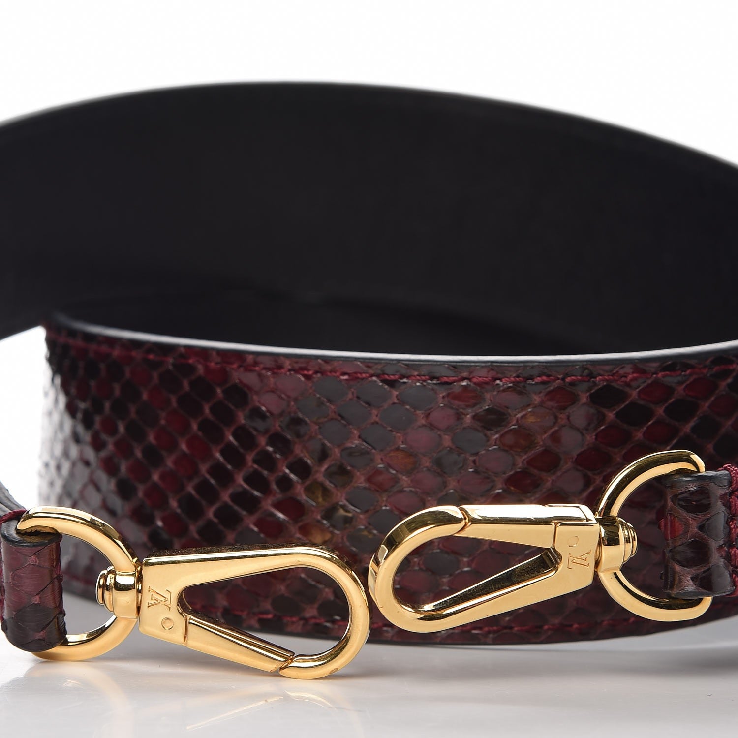 Louis Vuitton Python Calf Bandouliere Shoulder Strap Burgundy Black 5 of 5