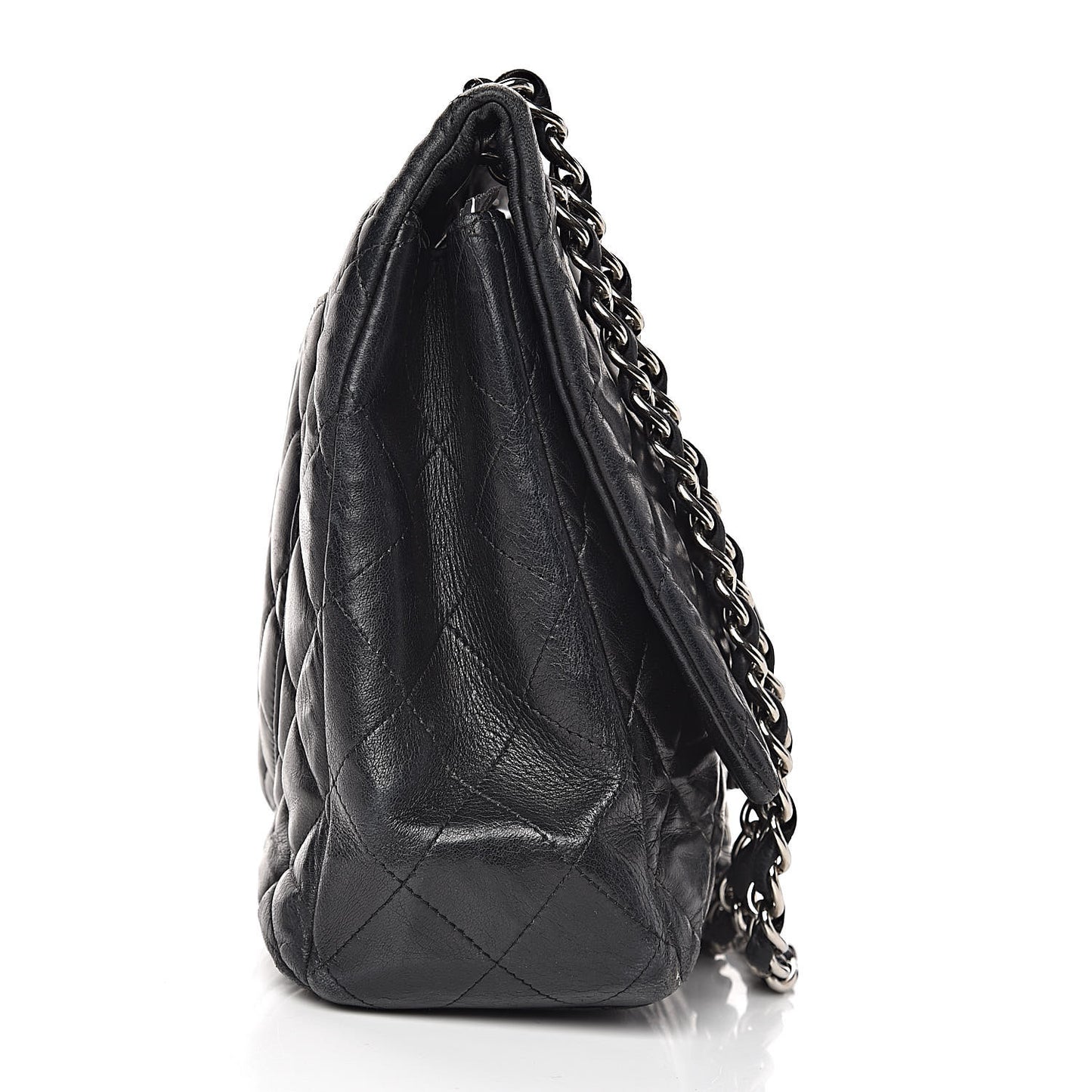 Lambskin Quilted Maxi Single Flap Black