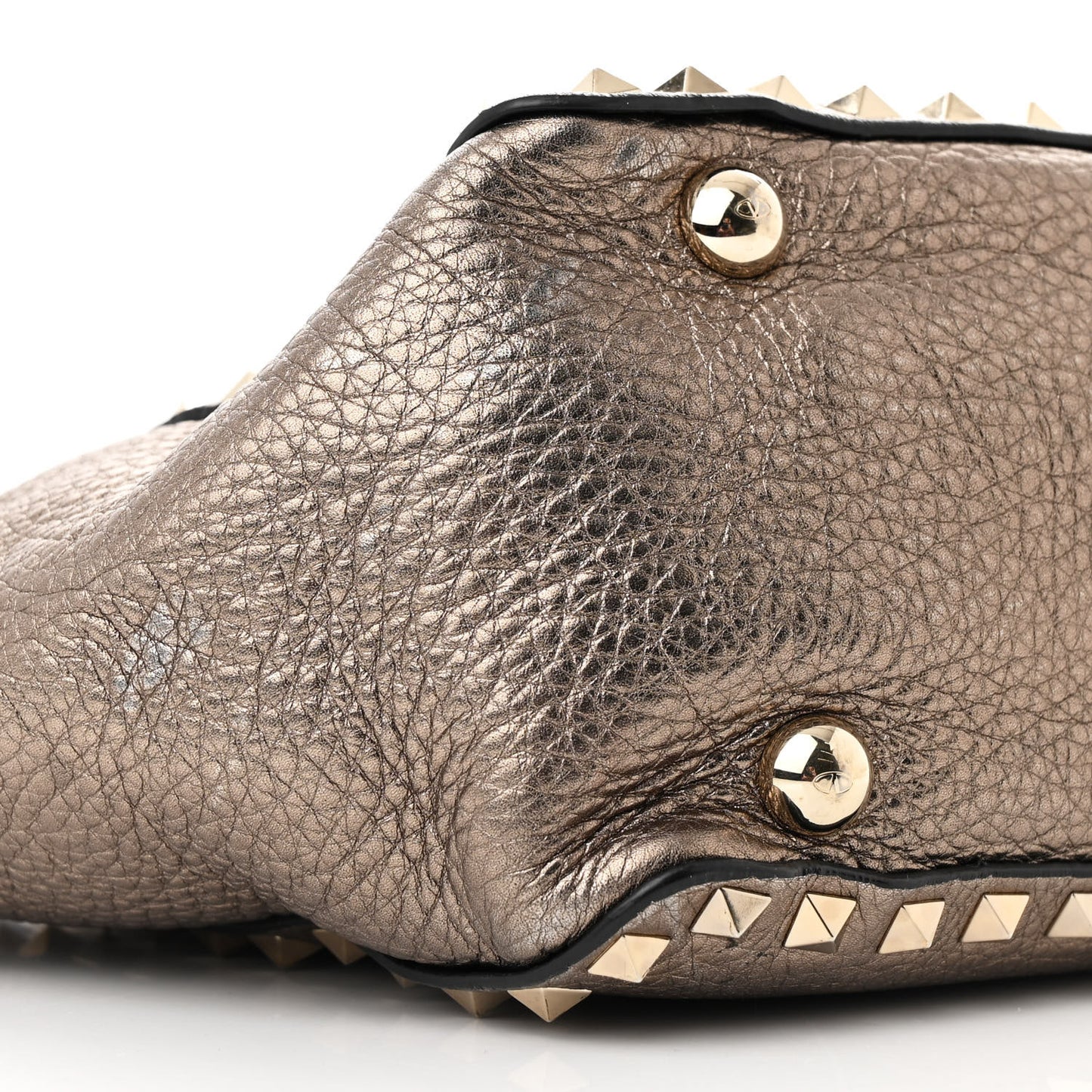 Metallic Alce Printed Calfskin Small Rockstud Tote Sasso