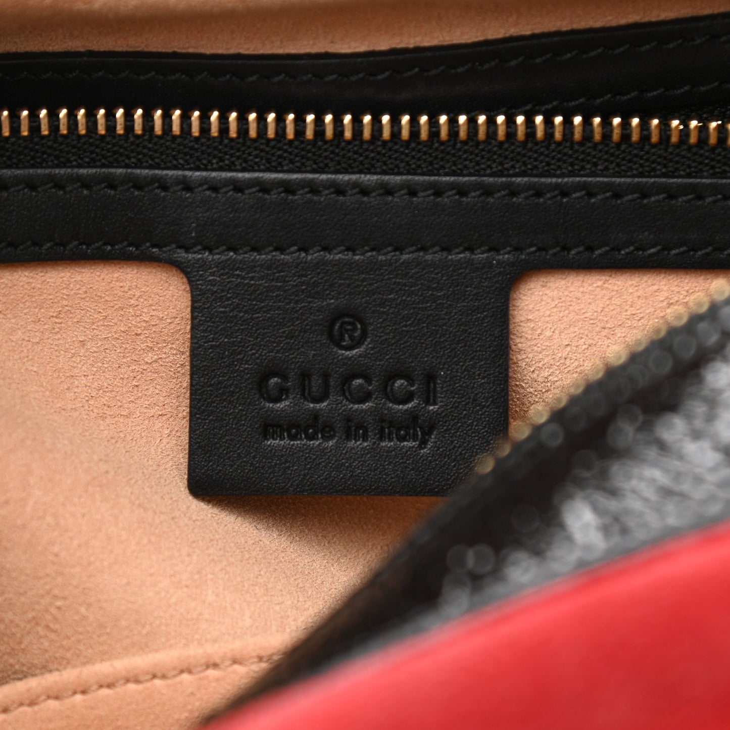 Suede Patent Web Small Ophidia Shoulder Bag Hibiscus Red Black