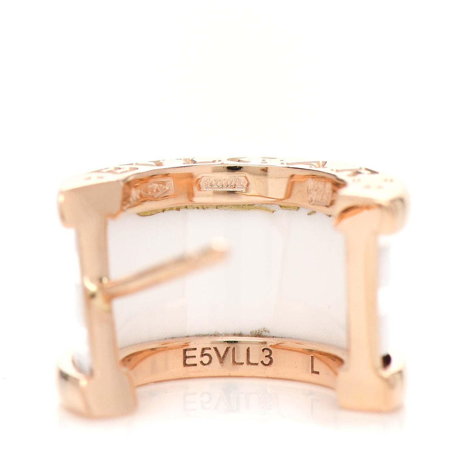 Bulgari 18K Rose Gold White Ceramic B.Zero1 Hoop Earrings 4 of 4
