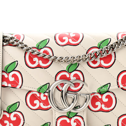 Gucci Calfskin Matelasse Diagonal GG Apple Small GG Marmont Shoulder Bag Ivory 8 of 10