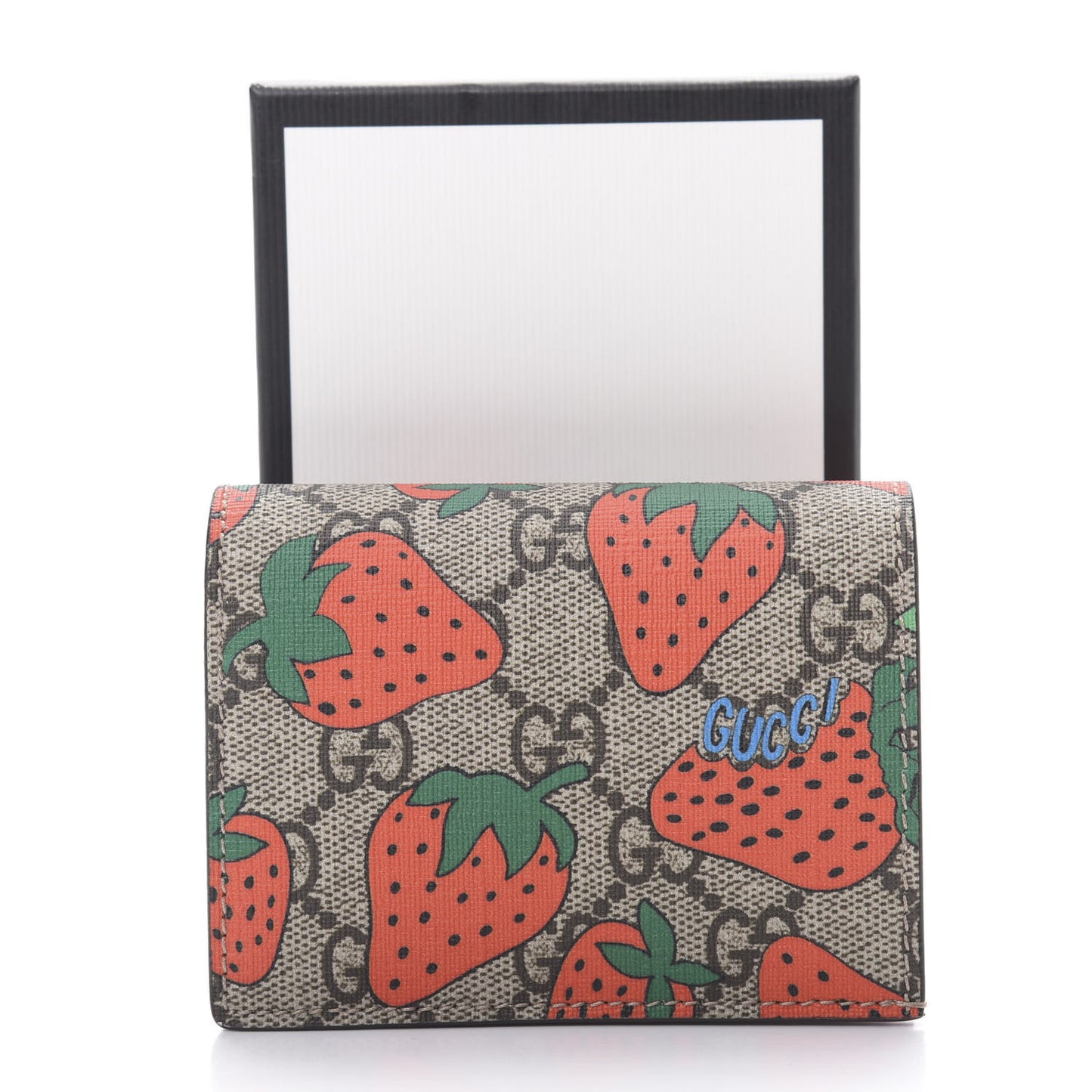 GG Supreme Monogram Strawberry Card Case