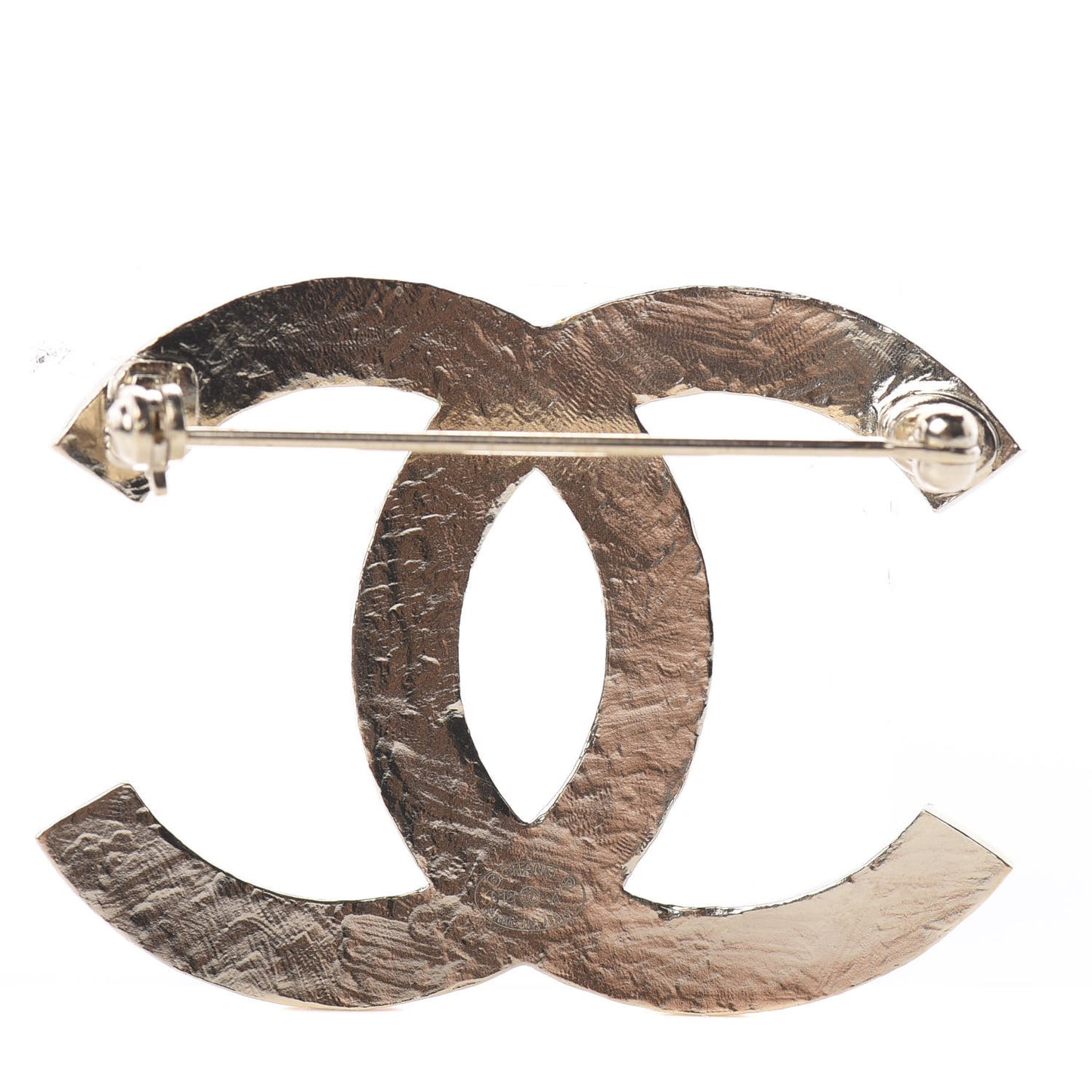 Quilted CC Brooch Light Gold