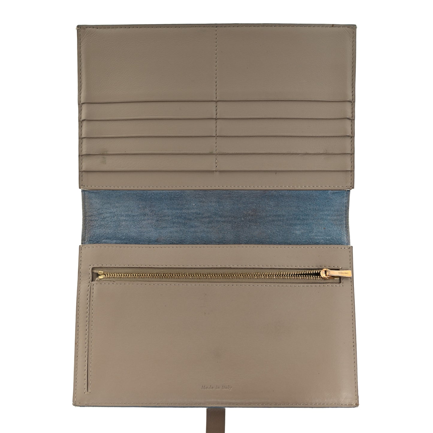 Grained Calfskin Large Multifunction Strap Wallet Porcelain