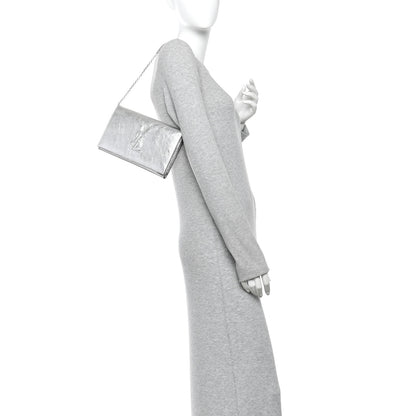 Saint Laurent Metallic Crinkled Calfskin Belle de Jour Chain Clutch Silver 2 of 11